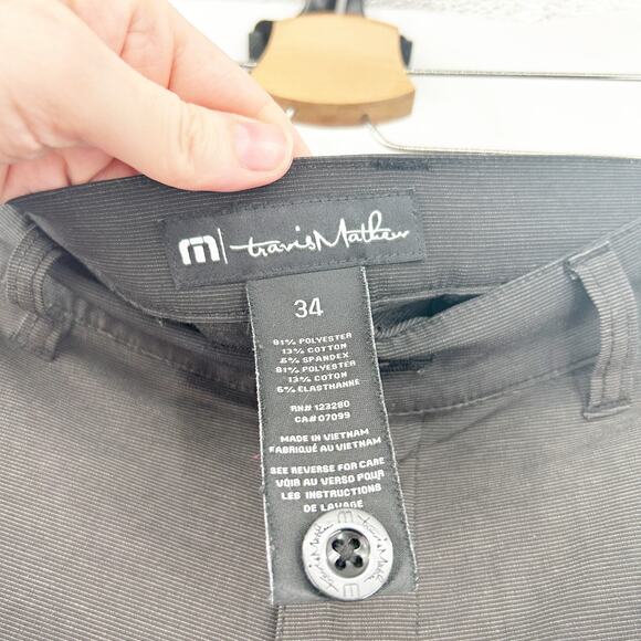 Travis Mathew Men Striped Stretch Performance Chino Bermuda Golf Shorts Size 34 - Picture 5 of 7